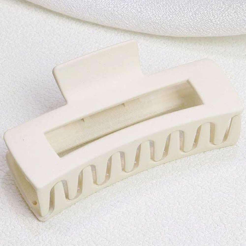 Cream Matte Square Hair Clip